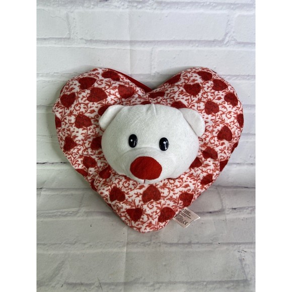 Kellytoy Teddy Bear Stuffed Plush Heart Shaped Pillow Red White 2018 - Picture 1 of 8